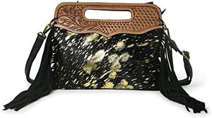 Stylish Cowhide Leather Handbag with Intricate Western Design – Perfect for Every Occasion