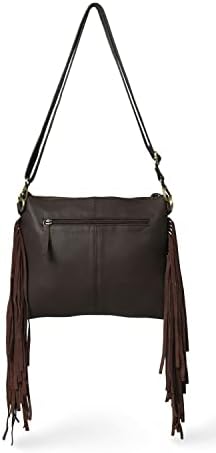 ADYAN Western Handcrafted Genuine Leather Fringe Purse Western Crossbody Bag for Women - Floral Pattern Leather Cross Body Western Bag for Women