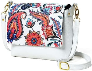 ADYAN Women's Handmade White Crossbody Shoulder handbags with Strap Vegetable Tanned Crossbody Bag Leather