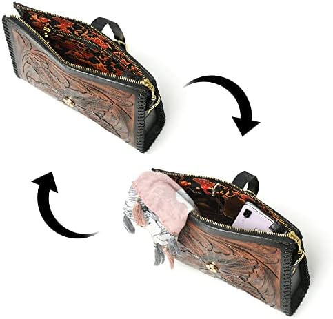 ADYAN Western Leather Crossbody Bags for Women Sling Bag Satchel Hand-tooled Floral Carving Girl Purse for stylish look