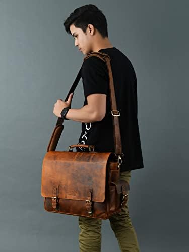 ADYAN Laptop Bags Leather Laptop Messenger & Shoulder Bag Briefcase For Men Computer Bags for Laptops 16 inch Laptop Backpack