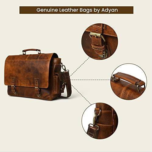 ADYAN Laptop Bags Leather Laptop Messenger & Shoulder Bag Briefcase For Men Computer Bags for Laptops 16 inch Laptop Backpack