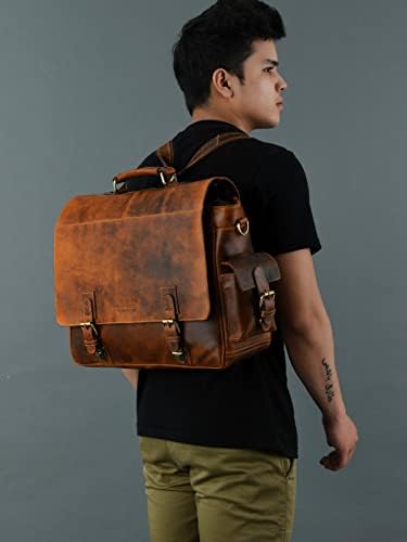 ADYAN Laptop Bags Leather Laptop Messenger & Shoulder Bag Briefcase For Men Computer Bags for Laptops 16 inch Laptop Backpack