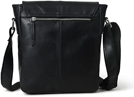 ADYAN Leather Crossbody Bag Full Grain Leather Shoulder Bag for Men- Casual Single Adjustable Strap Bag for Travel Work Business & Gifts for Men (Black)