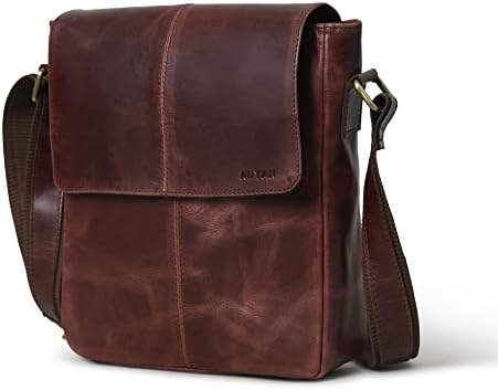 ADYAN Full Grain Leather Crossbody Bags for Men: Casual Leather Bag for Men with Adjustable Shoulder Strap for Office, Travel, and Birthday Gift Bags for Men