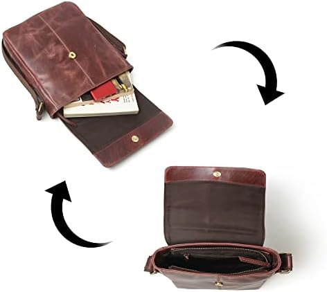 ADYAN Full Grain Leather Crossbody Bags for Men: Casual Leather Bag for Men with Adjustable Shoulder Strap for Office, Travel, and Birthday Gift Bags for Men