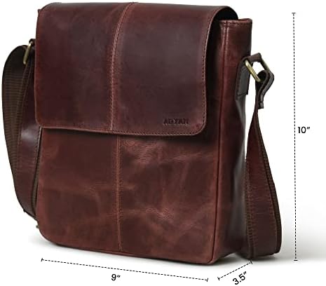ADYAN Full Grain Leather Crossbody Bags for Men: Casual Leather Bag for Men with Adjustable Shoulder Strap for Office, Travel, and Birthday Gift Bags for Men