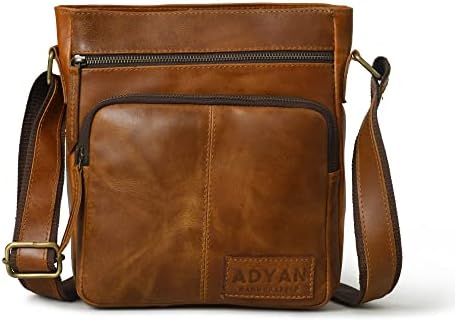 ADYAN Leather Crossbody Bag for Men Messenger Bag Casual Sling Bag Shoulder Bag for Travel Work Business Gifts for Men's