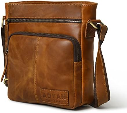 ADYAN Leather Crossbody Bag for Men Messenger Bag Casual Sling Bag Shoulder Bag for Travel Work Business Gifts for Men's