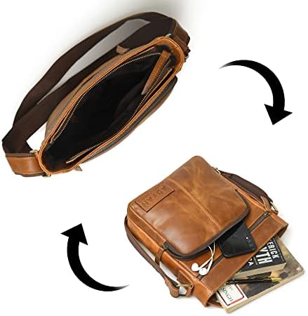 ADYAN Leather Crossbody Bag for Men Messenger Bag Casual Sling Bag Shoulder Bag for Travel Work Business Gifts for Men's