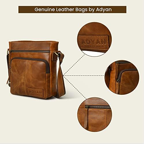 ADYAN Leather Crossbody Bag for Men Messenger Bag Casual Sling Bag Shoulder Bag for Travel Work Business Gifts for Men's