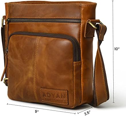 ADYAN Leather Crossbody Bag for Men Messenger Bag Casual Sling Bag Shoulder Bag for Travel Work Business Gifts for Men's