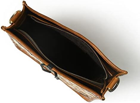 ADYAN Western leather Hair On Crossbody Bag for Women, Handcrafted and Handtooled Borders with Adjustable and Detachable Strap Shoulder Strap