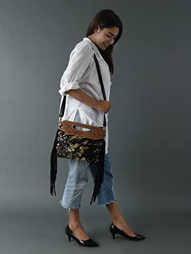 Stylish Cowhide Leather Handbag with Intricate Western Design – Perfect for Every Occasion
