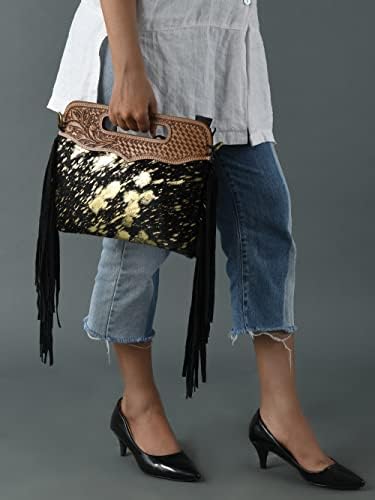 Stylish Cowhide Leather Handbag with Intricate Western Design – Perfect for Every Occasion
