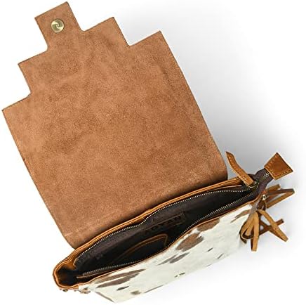 ADYAN Western Leather Crossbody Bag for Women Hand Tooled Cowhide Leather Sling Bag For Girls Handcrafted Floral Design Adjustable & Detachable Shoulder Strap Pefect for Travel College Office & Gift