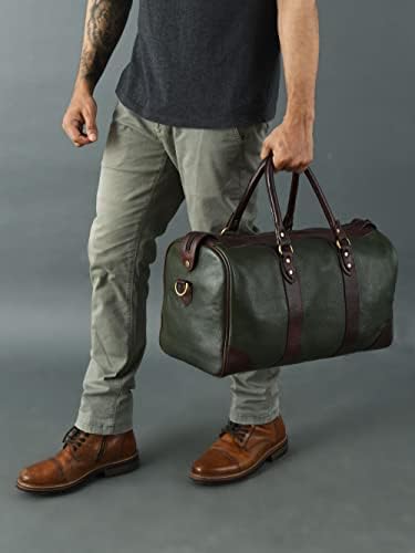 Adyan Leather Duffle Bag Travel Carry on Weekender Luggage Overnight Bags for Women and Men