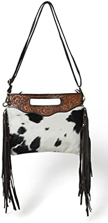ADYAN Western Suede Leather Fringe Crossbody Bag Hobo Shoulder Sling Bags for Women Handcrafted Handle Handbags
