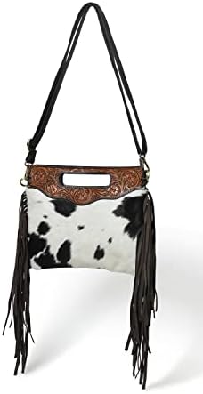 ADYAN Western Suede Leather Fringe Crossbody Bag Hobo Shoulder Sling Bags for Women Handcrafted Handle Handbags