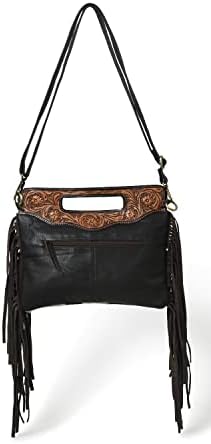 ADYAN Western Suede Leather Fringe Crossbody Bag Hobo Shoulder Sling Bags for Women Handcrafted Handle Handbags