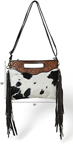 ADYAN Western Suede Leather Fringe Crossbody Bag Hobo Shoulder Sling Bags for Women Handcrafted Handle Handbags