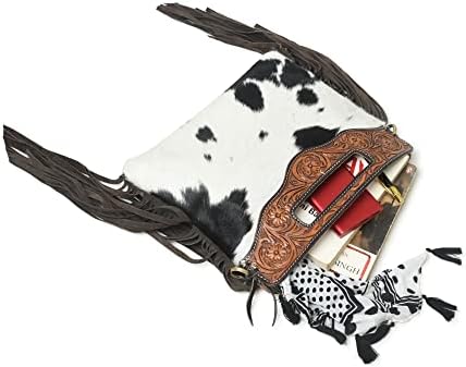 ADYAN Western Suede Leather Fringe Crossbody Bag Hobo Shoulder Sling Bags for Women Handcrafted Handle Handbags