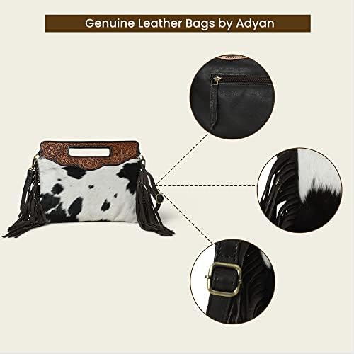 ADYAN Western Suede Leather Fringe Crossbody Bag Hobo Shoulder Sling Bags for Women Handcrafted Handle Handbags