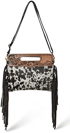 ADYAN Western Suede Fringe Brown Leather Crossbody Bag Hobo Shoulder Sling Bags for Women Handcrafted Handle Handbags