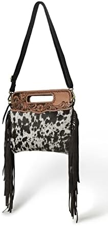 ADYAN Western Suede Fringe Brown Leather Crossbody Bag Hobo Shoulder Sling Bags for Women Handcrafted Handle Handbags