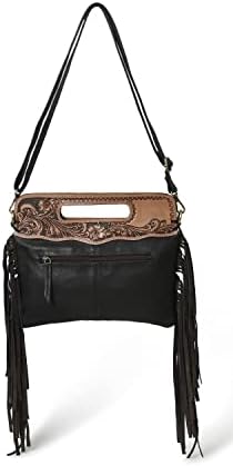 ADYAN Western Suede Fringe Brown Leather Crossbody Bag Hobo Shoulder Sling Bags for Women Handcrafted Handle Handbags