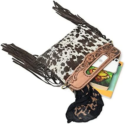 ADYAN Western Suede Fringe Brown Leather Crossbody Bag Hobo Shoulder Sling Bags for Women Handcrafted Handle Handbags