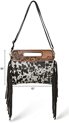 ADYAN Western Suede Fringe Brown Leather Crossbody Bag Hobo Shoulder Sling Bags for Women Handcrafted Handle Handbags