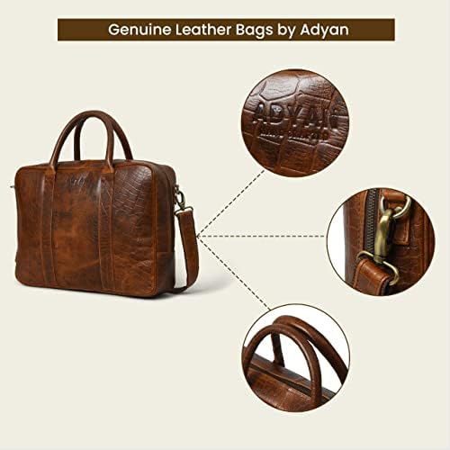 ADYAN Leather Briefcases for Men and Women Laptop Bag Business Travel Messenger Bag Vintage Leather Best Office Satchel Bag