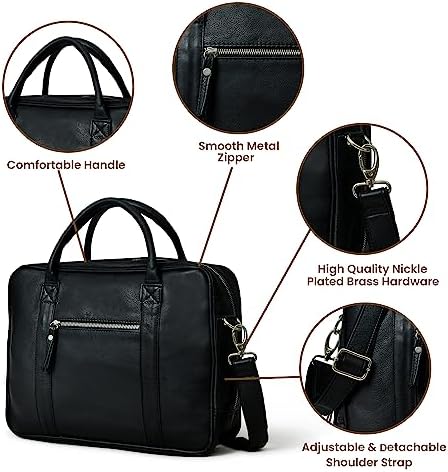 ADYAN Leather Briefcases for Men and Women Travel Messenger Bag Laptop Bag Business Vintage Leather Best Office Satchel Bag