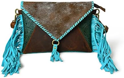 ADYAN Western Handcrafted Genuine Leather Western Womens Fringe Clutch Crossbody Bag for Women