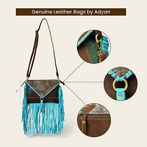 ADYAN Western Handcrafted Genuine Leather Western Womens Fringe Clutch Crossbody Bag for Women