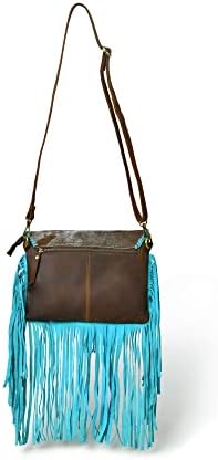 ADYAN Western Handcrafted Genuine Leather Western Womens Fringe Clutch Crossbody Bag for Women