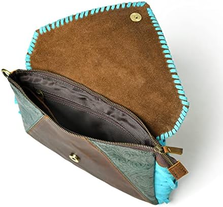 ADYAN Western Handcrafted Genuine Leather Western Womens Fringe Clutch Crossbody Bag for Women