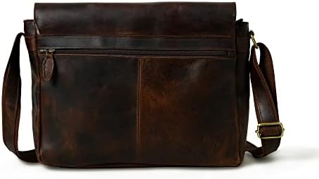 ADYAN Vintage Full Grain leather crossbody bags for men - 14 Inch laptop Crossbody bag with Adjustable Shoulder Strap