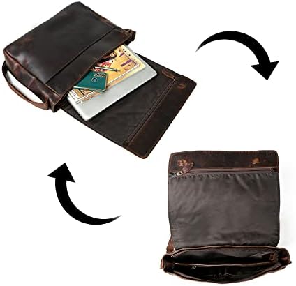 ADYAN Vintage Full Grain leather crossbody bags for men - 14 Inch laptop Crossbody bag with Adjustable Shoulder Strap