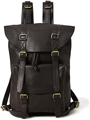 ADYAN Full Grain Soft Leather Backpack for Men- Draw string flap closure With Adjustable Back Shoulder Strap Bag (Coffee Brown)
