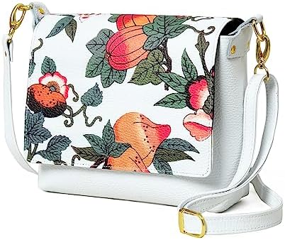 ADYAN Handmade White Leather Crossbody Purses for Women Vegetable Tanned Crossbody Bag
