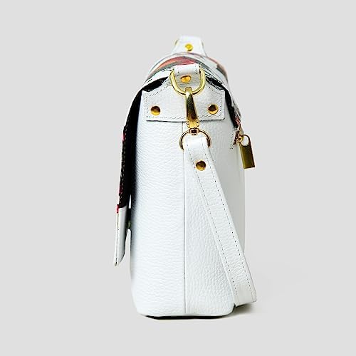 ADYAN Handmade White Leather Crossbody Purses for Women Vegetable Tanned Crossbody Bag