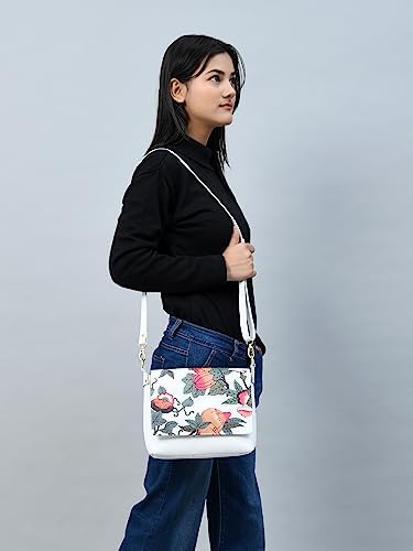 ADYAN Handmade White Leather Crossbody Purses for Women Vegetable Tanned Crossbody Bag