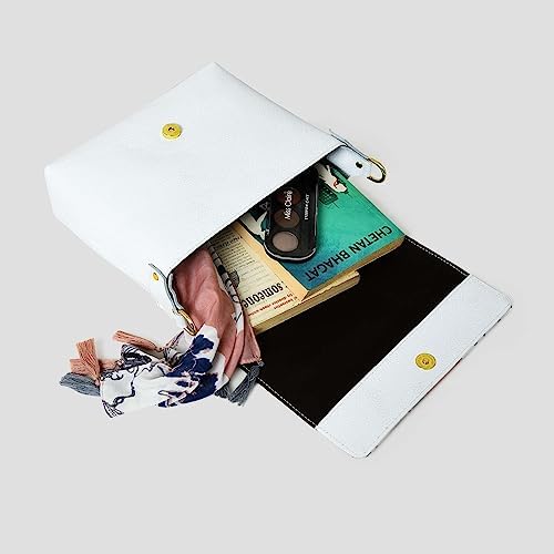 ADYAN Handmade Soft Leather Crossbody Bag for Women with Floral Bird Design Sling Bags Ideal for Daily use, Shopping and Casual (White)