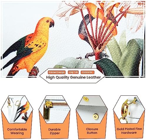 ADYAN Handmade Soft Leather Crossbody Bag for Women with Floral Bird Design Sling Bags Ideal for Daily use, Shopping and Casual (White)