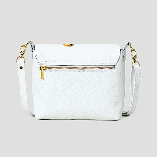 ADYAN Handmade Soft Leather Crossbody Bag for Women with Floral Bird Design Sling Bags Ideal for Daily use, Shopping and Casual (White)