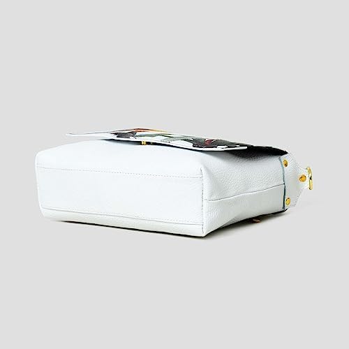 ADYAN Handmade Soft Leather Crossbody Bag for Women with Floral Bird Design Sling Bags Ideal for Daily use, Shopping and Casual (White)