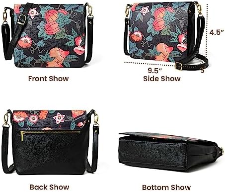 ADYAN Handmade Black Leather Crossbody Bag Vegetable Tanned Leather Crossbody Purse for Women