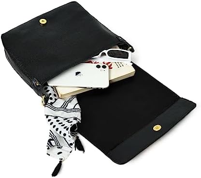 ADYAN Handmade Black Leather Crossbody Bag Vegetable Tanned Leather Crossbody Purse for Women